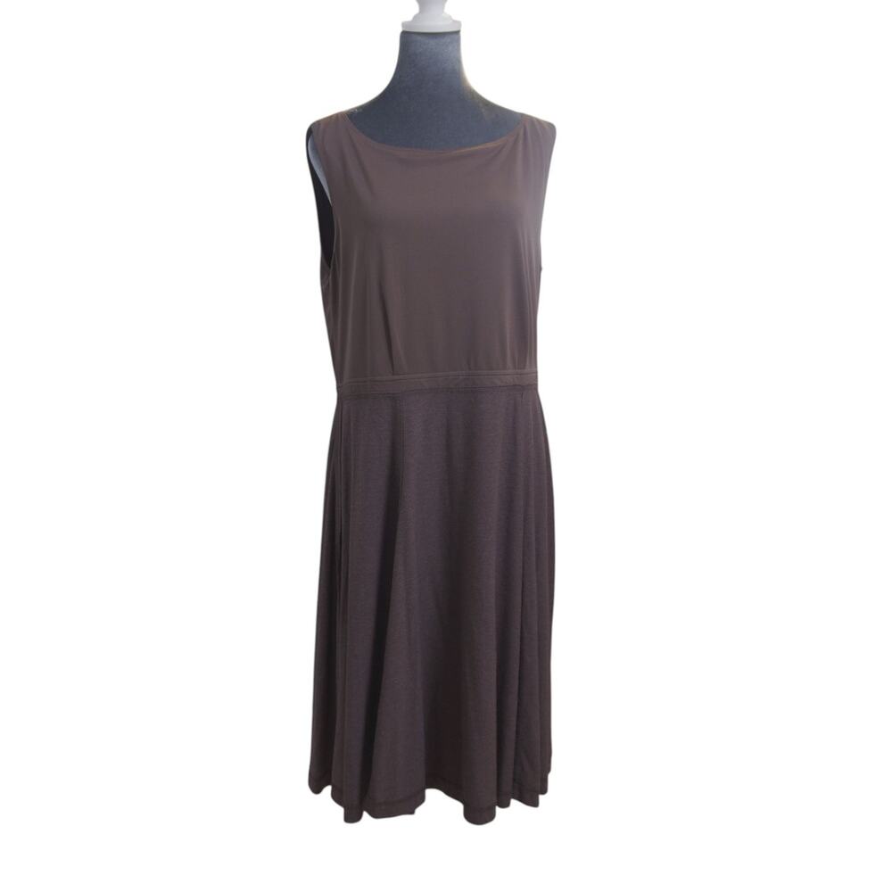 LOFT Dress Size 14 Toffee Brown Sleeveless Fit Flare Lined Fall Neutral EUC - Picture 11 of 16